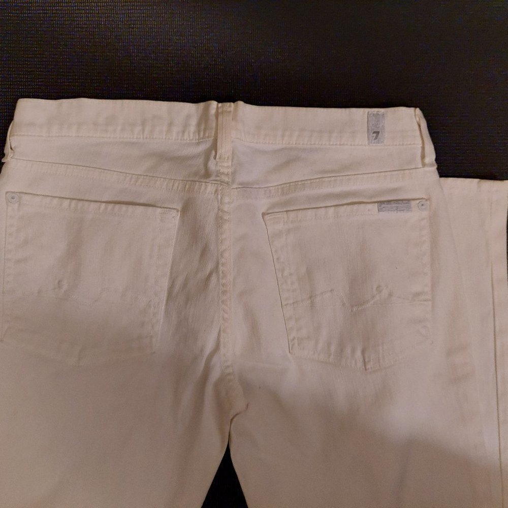 Seven For All Mankind White Denim Skinny Jeans Size 31 - Inseam 34 - Picture 6 of 16